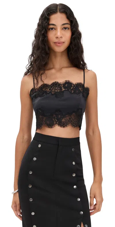Fleur Du Mal Silk And Lace Bandeau Top Black In Black
