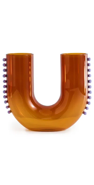 Fazeek Pearl U Vase Amber/lilac In Orange