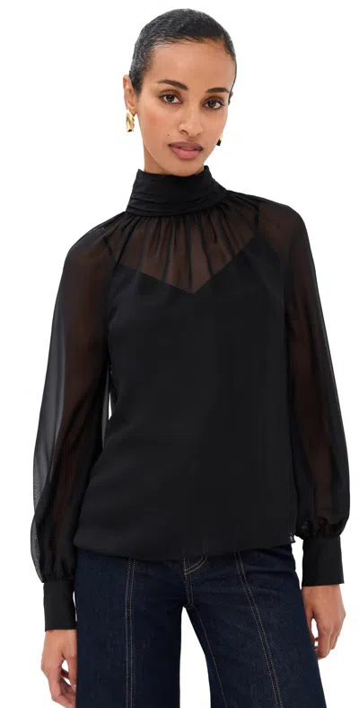 Veronica Beard Alyssa Silk Chiffon Blouse In Black