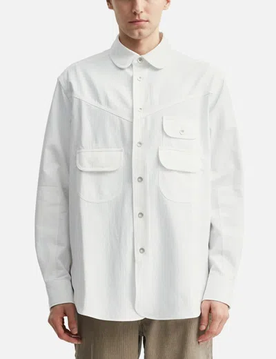 Kenzo Workwear Overshirt In Textured Cotton In White