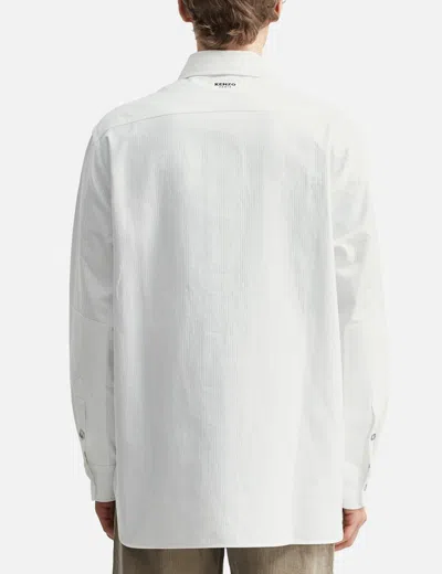 Kenzo Workwear Overshirt In Textured Cotton In White