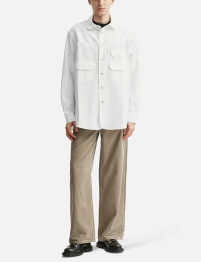 Kenzo Workwear Overshirt In Textured Cotton In White