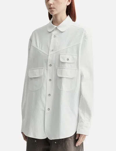 Kenzo Workwear Overshirt In Textured Cotton In White