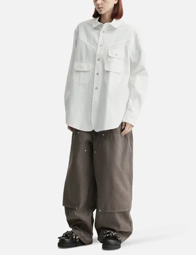 Kenzo Workwear Overshirt In Textured Cotton In White