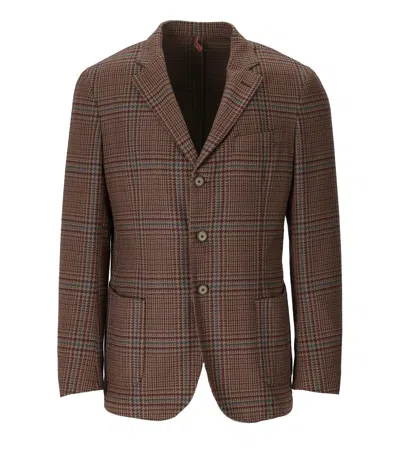 Santaniello Brown Tartan Single-breasted Jacket In Brown