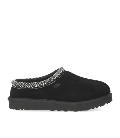 Ugg Suede Slip-on Mules With Decorative Zigzag Stitch Detail In Black