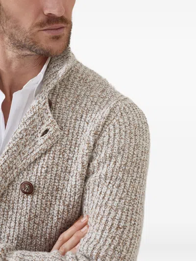 Brunello Cucinelli Men Wool And Cashmere Jacket In Neutral