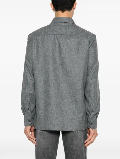 Brunello Cucinelli Flap Pocket Long-sleeved Shirt In Gray