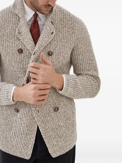 Brunello Cucinelli Men Wool And Cashmere Jacket In Neutral