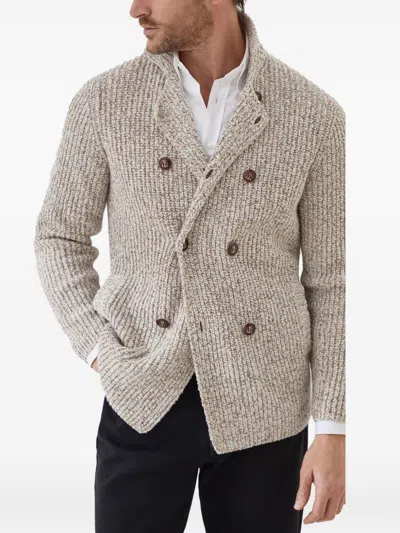 Brunello Cucinelli Men Wool And Cashmere Jacket In Neutral