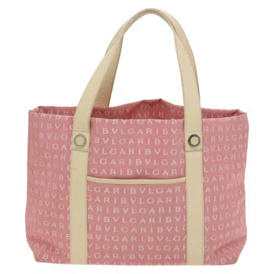 Pre-owned Bulgari Logo Mania Pink Canvas Tote Bag ()