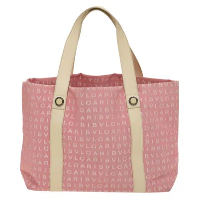 Pre-owned Bulgari Logo Mania Pink Canvas Tote Bag ()