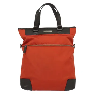 Pre-owned Burberry Black Label Red Canvas, Leather Tote Bag ()