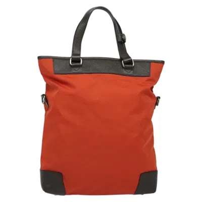 Pre-owned Burberry Black Label Red Canvas, Leather Tote Bag ()