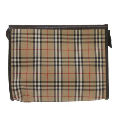 Pre-owned Burberry Nova Check Beige Canvas Clutch Bag ()