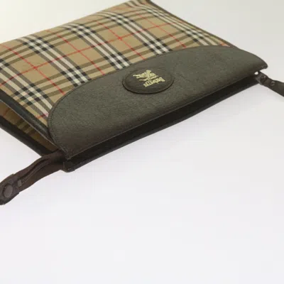 Pre-owned Burberry Nova Check Beige Canvas Clutch Bag ()