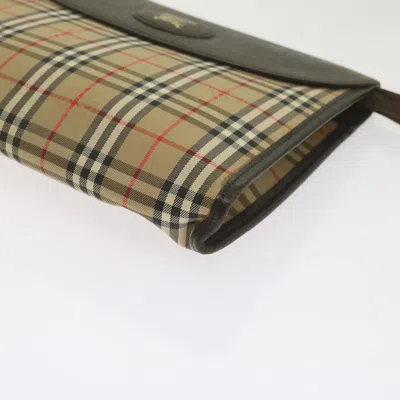 Pre-owned Burberry Nova Check Beige Canvas Clutch Bag ()