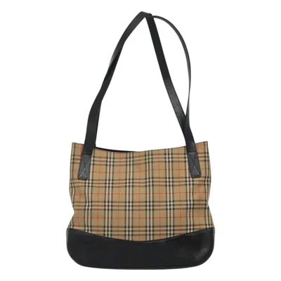 Pre-owned Burberry Nova Check Beige Canvas Shoulder Bag ()