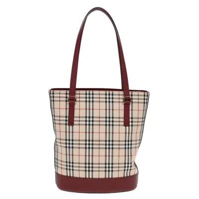 Pre-owned Burberry Nova Check Beige Canvas Shoulder Bag ()