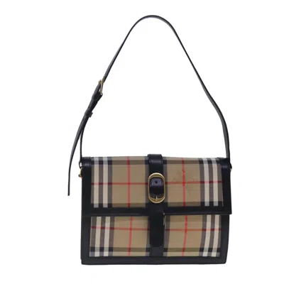 Pre-owned Burberry Nova Check Beige Canvas Shoulder Bag ()