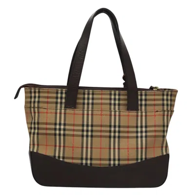 Pre-owned Burberry Nova Check Beige Canvas Shoulder Bag ()