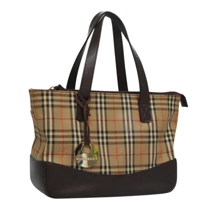 Pre-owned Burberry Nova Check Beige Canvas Shoulder Bag ()