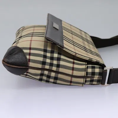 Pre-owned Burberry Nova Check Beige Canvas Shoulder Bag ()