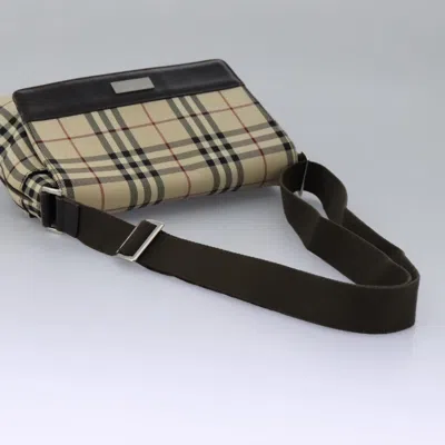 Pre-owned Burberry Nova Check Beige Canvas Shoulder Bag ()