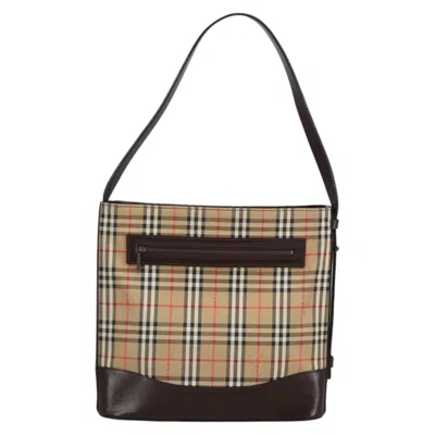 Pre-owned Burberry Nova Check Beige Canvas Shoulder Bag ()