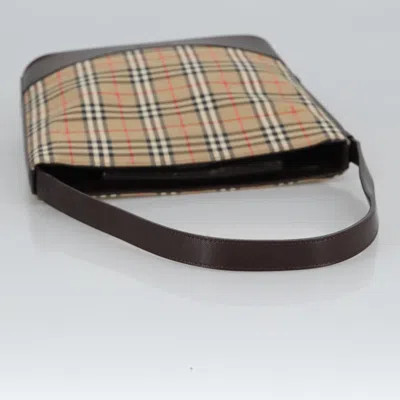 Pre-owned Burberry Nova Check Beige Canvas Shoulder Bag ()