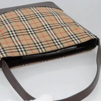 Pre-owned Burberry Nova Check Beige Canvas Shoulder Bag ()