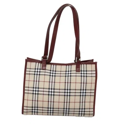 Pre-owned Burberry Nova Check Beige Canvas Tote Bag ()