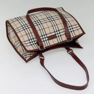 Pre-owned Burberry Nova Check Beige Canvas Tote Bag ()