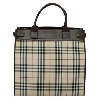 Pre-owned Burberry Nova Check Beige Canvas Tote Bag ()