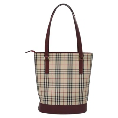 Pre-owned Burberry Nova Check Beige Canvas Tote Bag ()