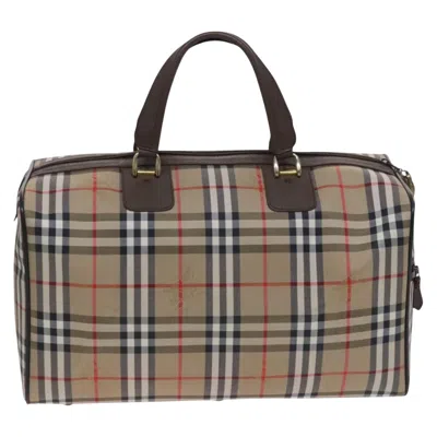 Pre-owned Burberry Nova Check Beige Canvas Travel Bag ()