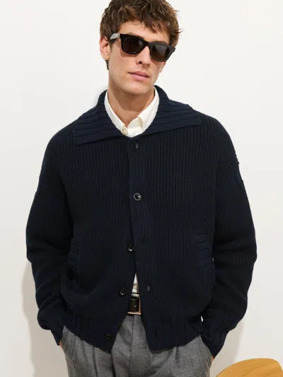 Alex Mill Casey Cardigan Jacket In Merino Wool In Blue