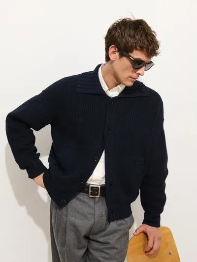 Alex Mill Casey Cardigan Jacket In Merino Wool In Blue