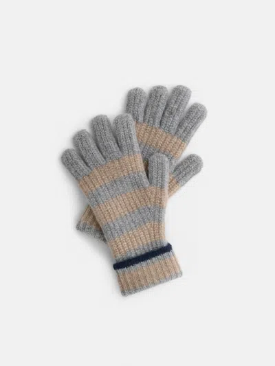 Alex Mill Cashmere Striped Knit Gloves In Brown