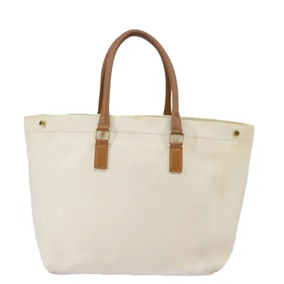Pre-owned Celine Céline Horizontal White Canvas Tote Bag ()