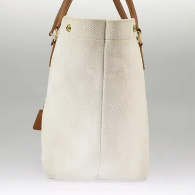 Pre-owned Celine Céline Horizontal White Canvas Tote Bag ()