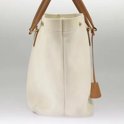 Pre-owned Celine Céline Horizontal White Canvas Tote Bag ()