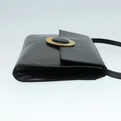 Pre-owned Celine Céline Logo Du Cercle Black Leather Shoulder Bag ()