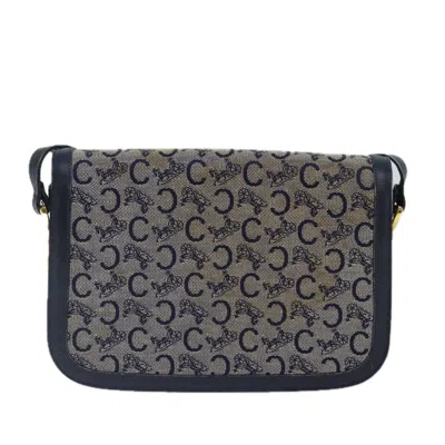 Pre-owned Celine Céline Macadam Navy Canvas Shoulder Bag ()