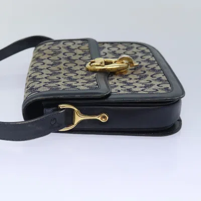Pre-owned Celine Céline Macadam Navy Canvas Shoulder Bag ()