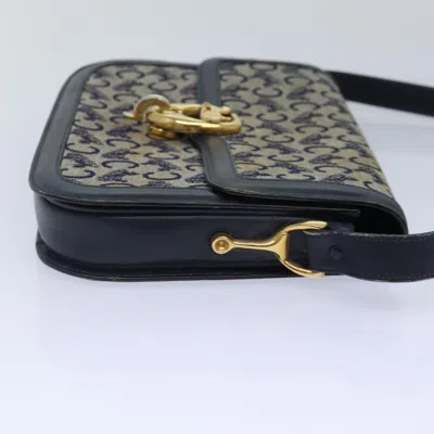 Pre-owned Celine Céline Macadam Navy Canvas Shoulder Bag ()