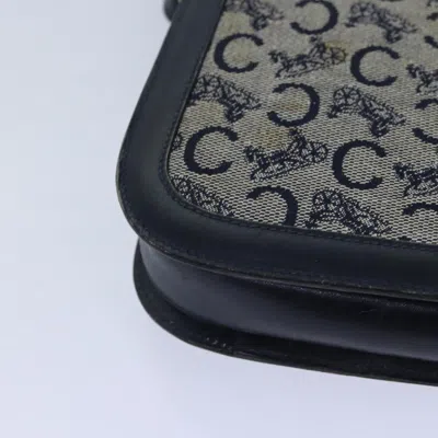 Pre-owned Celine Céline Macadam Navy Canvas Shoulder Bag ()