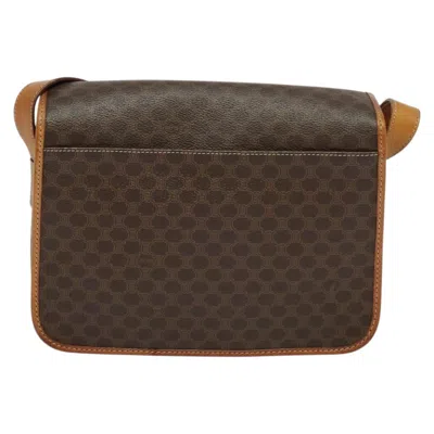 Pre-owned Celine Céline Macadam Brown,gold Canvas Shoulder Bag ()
