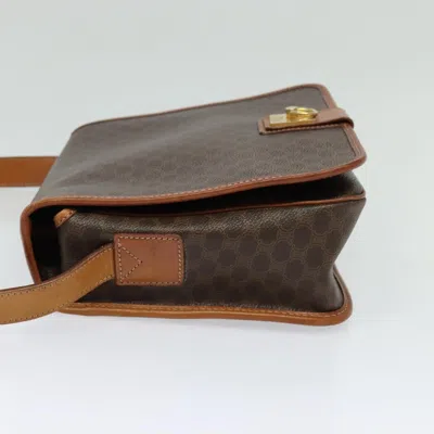 Pre-owned Celine Céline Macadam Brown,gold Canvas Shoulder Bag ()