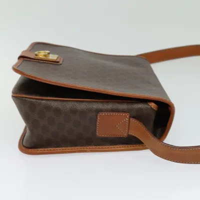 Pre-owned Celine Céline Macadam Brown,gold Canvas Shoulder Bag ()